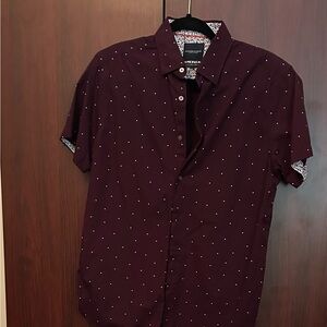 Denim & Flower Burgundy Dotted Button Down Shirt